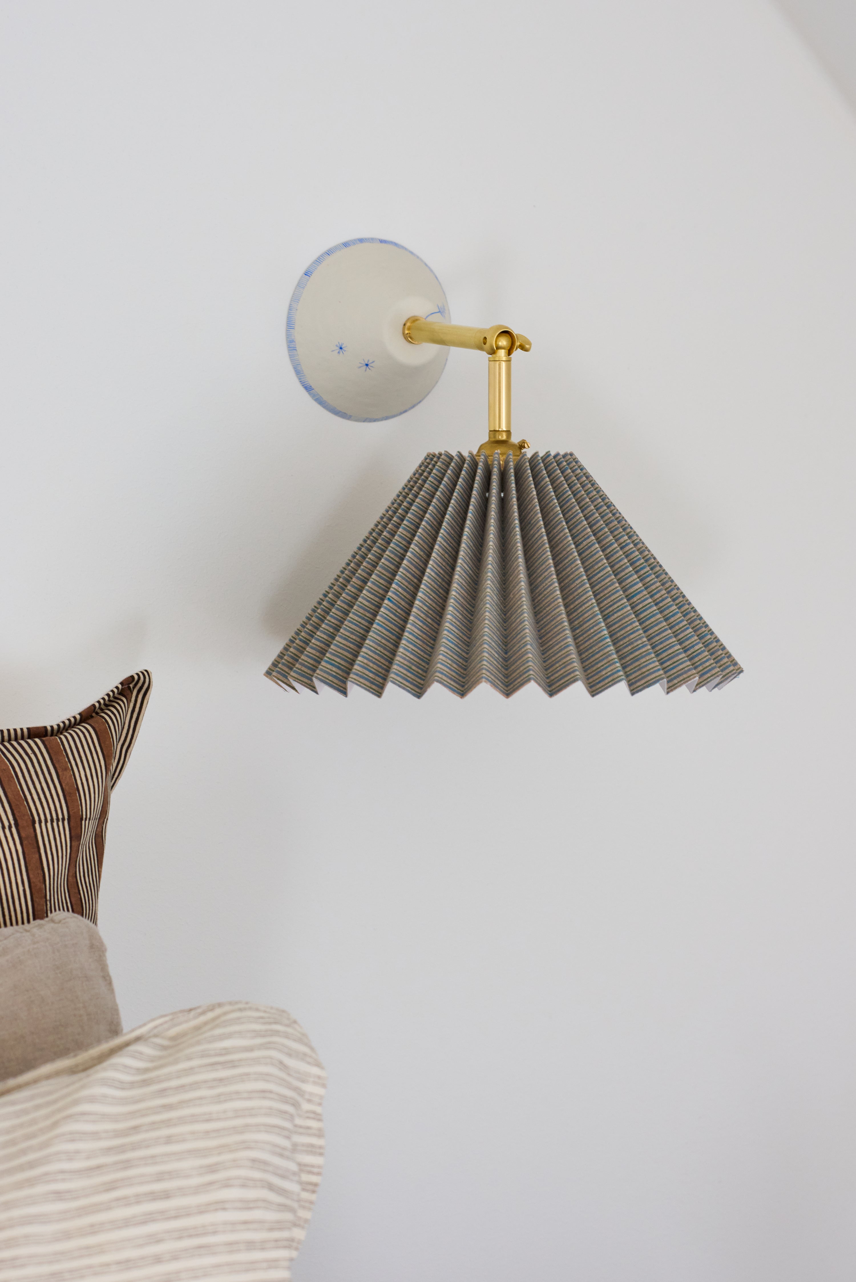 Blue Green Stripe Pleated Lampshade