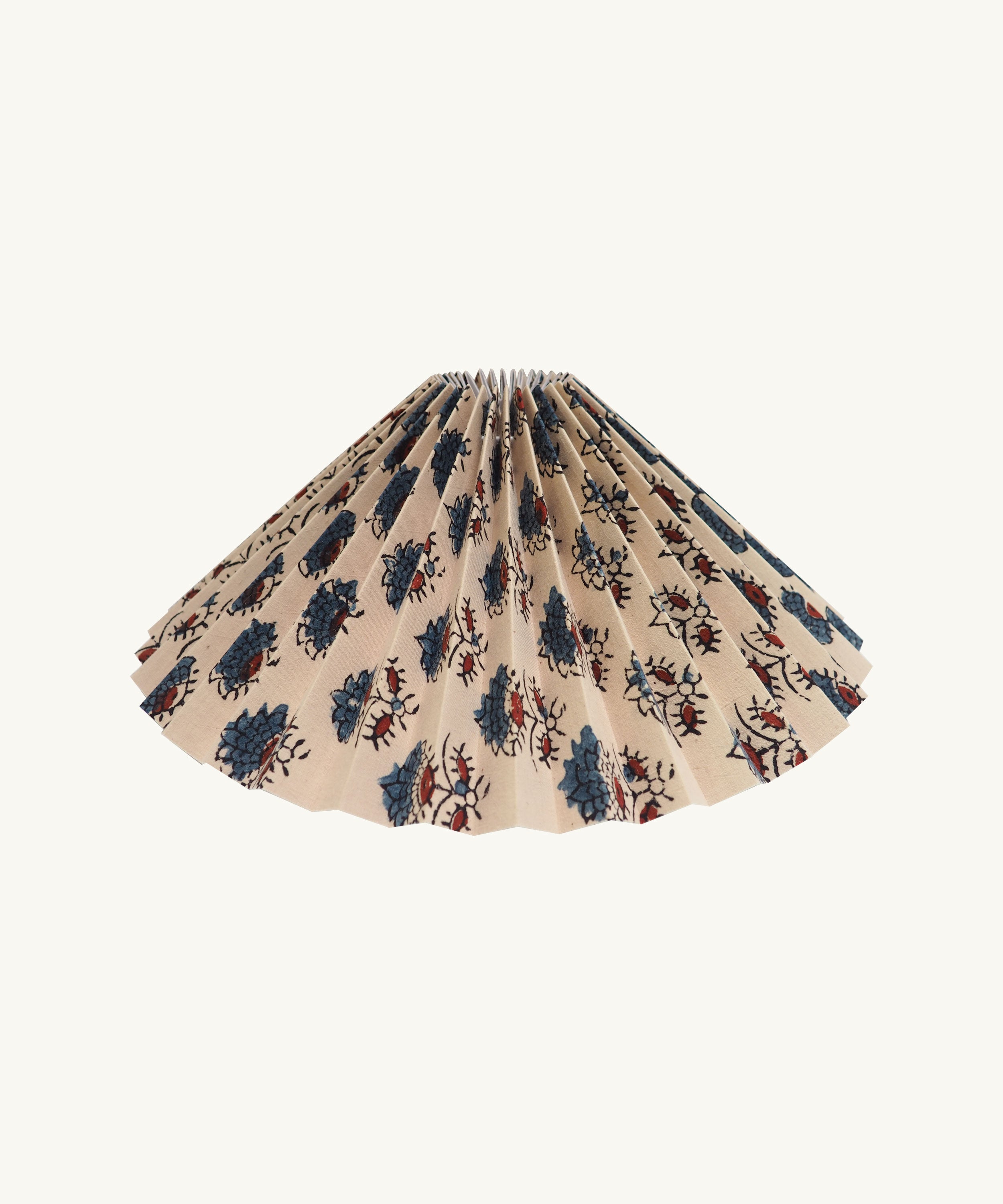 Blue Red Block Print Pleated Lampshade