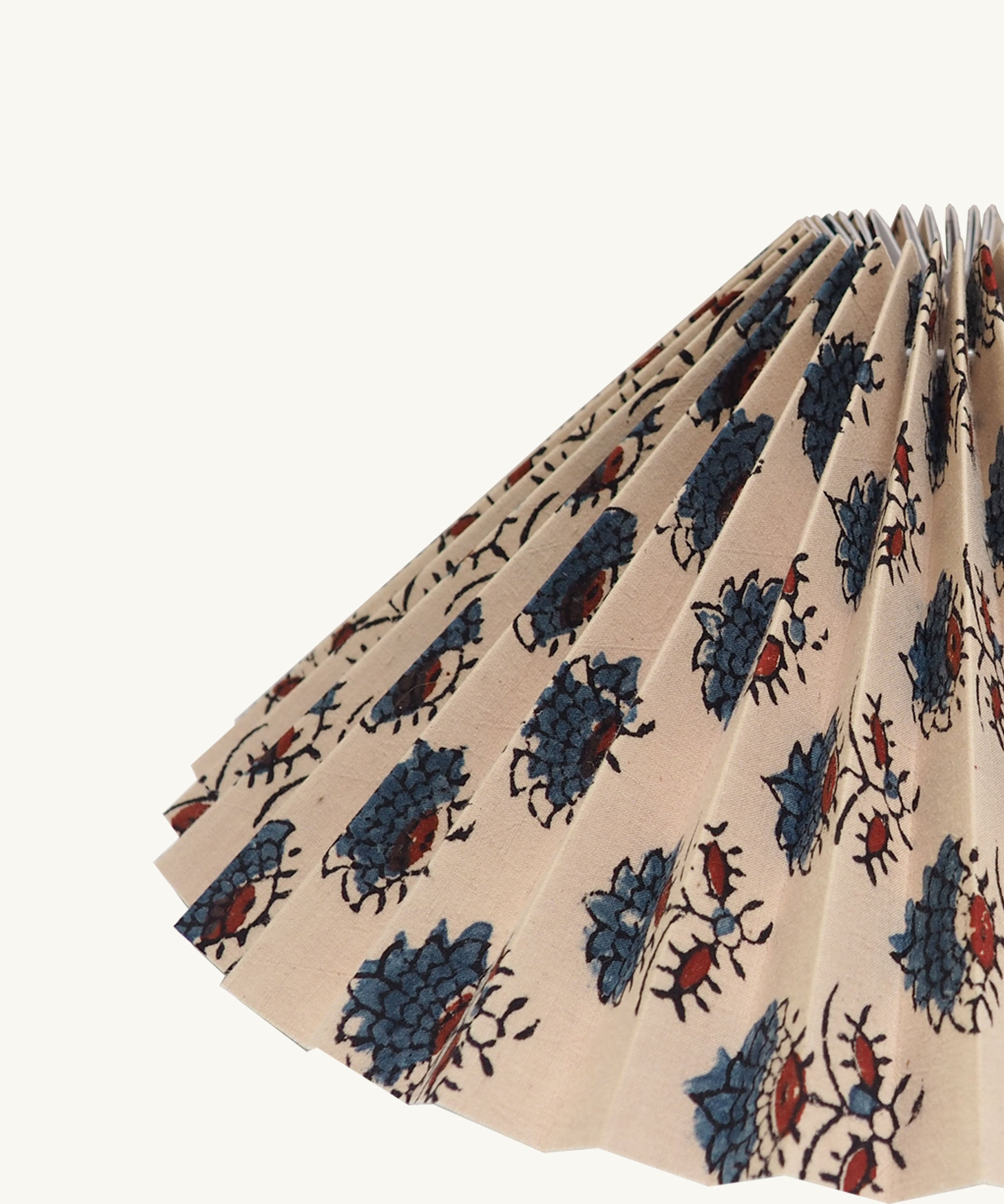 Blue Red Block Print Pleated Lampshade